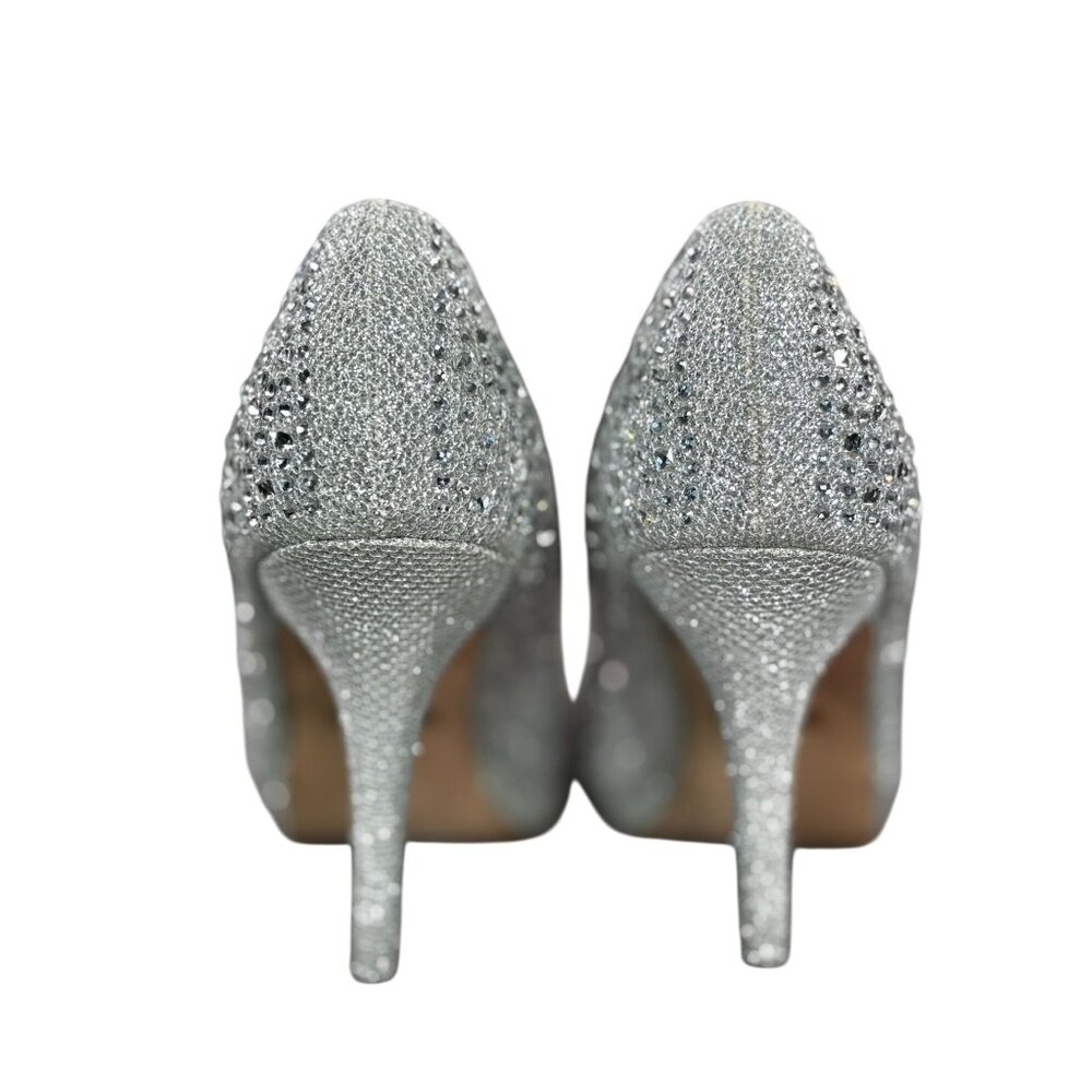 De Blossom Collection Womens Silver Glitter High Heels Size 7.5 - Picture 6 of 9